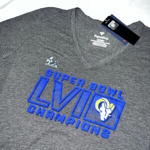 ✨Los Angeles Rams Super Bowl LVI Champions T-Shirt XL Women’s Gray NWT Fanatics